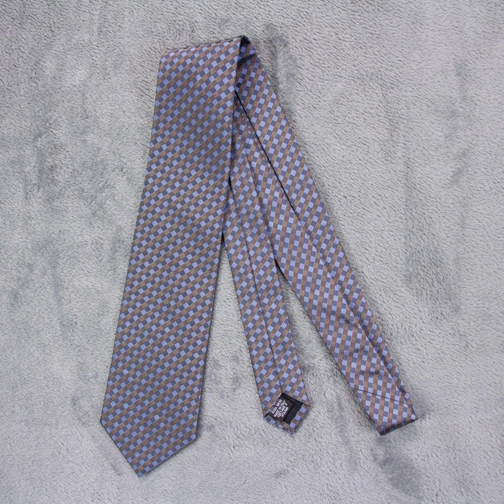 Hugo Boss Mens‎ Blue Geometric Neck Tie 100% Silk Made in Italy